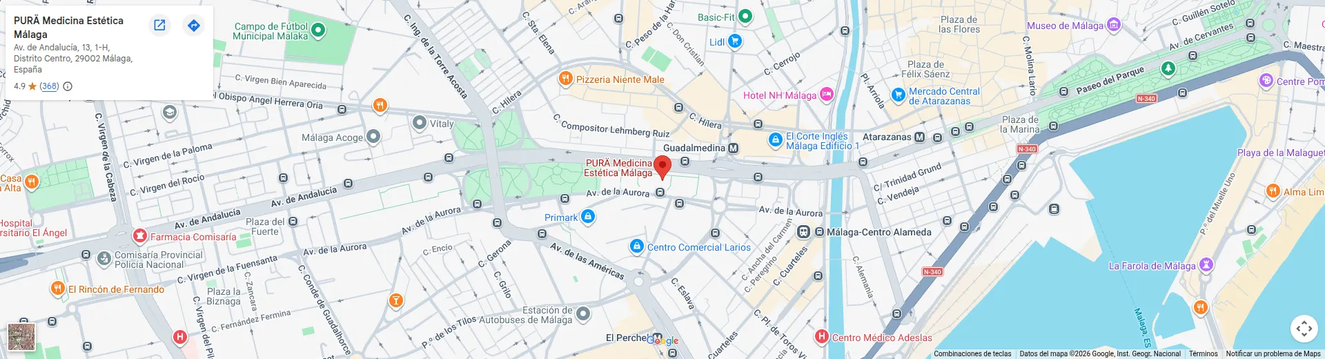 Ubicación de PURÄ Medicina Estética - Málaga
